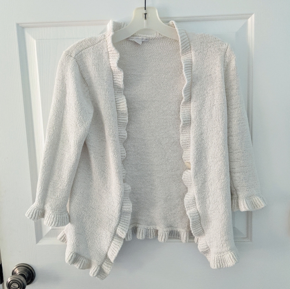 White Ruffled Cardigan